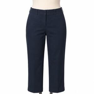 Talbots Perfect Crop Navy Pants Size 6 Stretch Cotton Work Casual